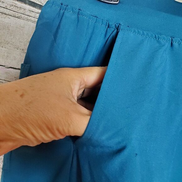 CozyFit Blue Scrub Joggers Pants Size Large - Picture 3 of 5